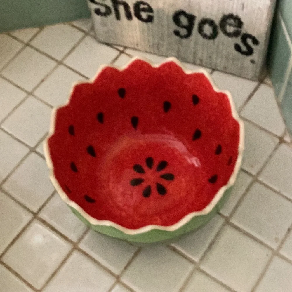 Pier 1 Watermelon Bowl - Red and Green